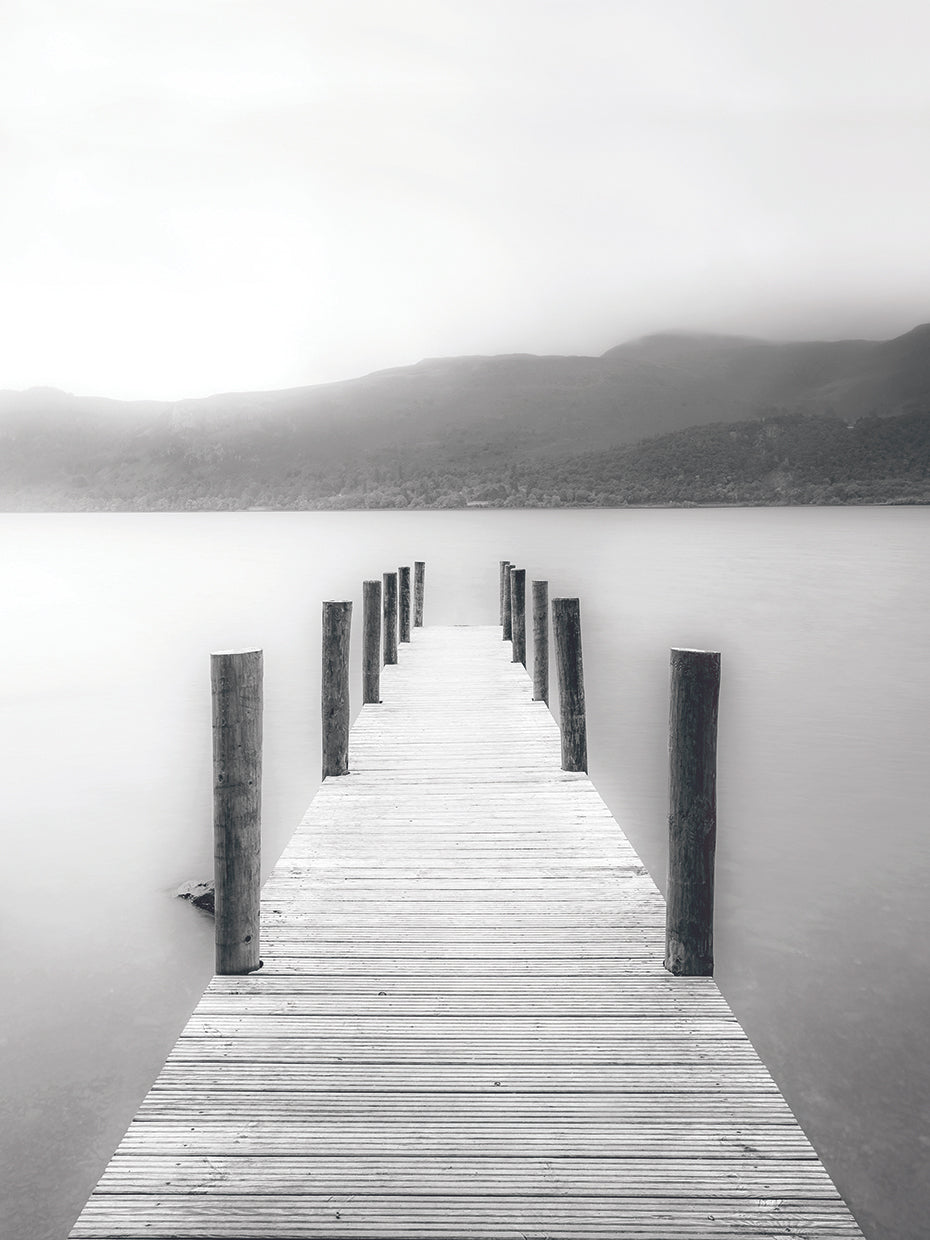 Ethereal Walkway Perspective by Alan Copson is a black & white coastal landscape photograph printed on canvas or framed canvas