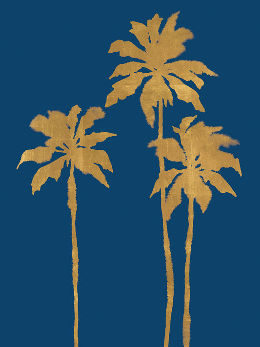 Palm Luxe Trio by Kristine Hegre is an elegant and dazzling tropical palm tree painting printed on canvas or framed canvas