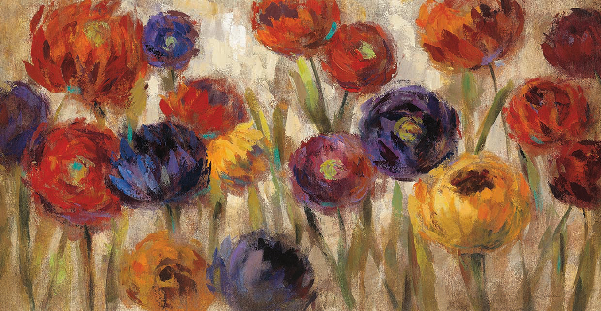 Asters and Mums by Silvia Vassileva - handcrafted wall art work on large canvas & framed canvas prints, made to order