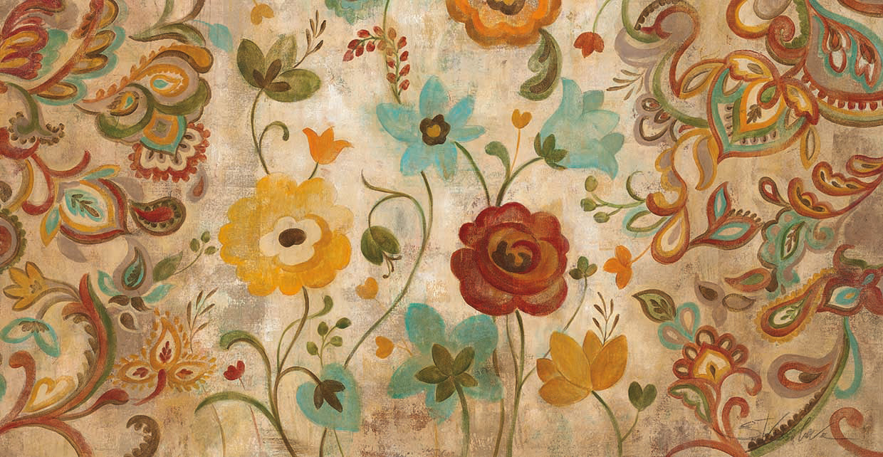 Delicate Paisley Floral by Silvia Vassileva - top quality wall art work on large canvas & framed canvas prints