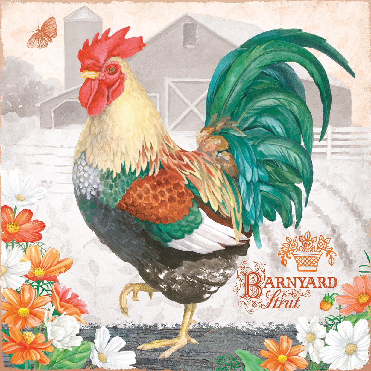 Emerald Barnyard Strut Rooster