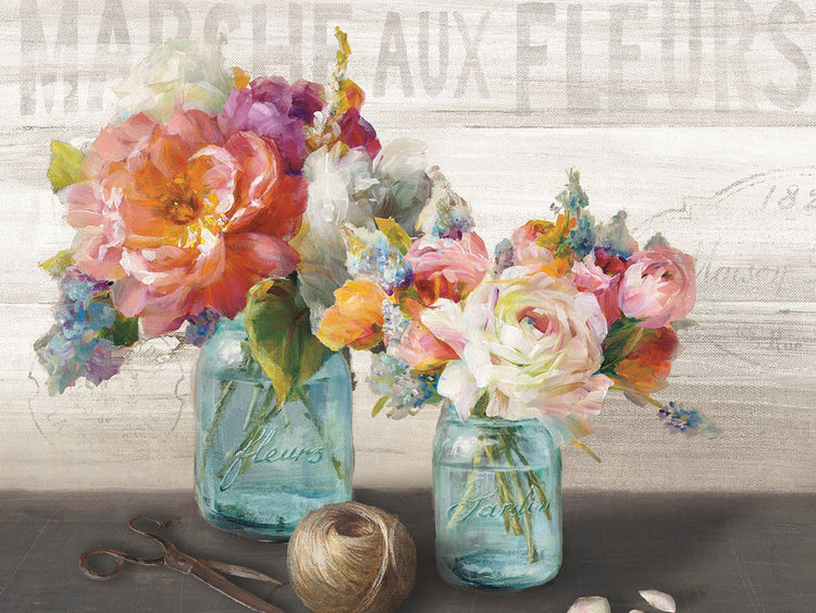 French Cottage Bouquet III by Danhui Nai - handcrafted wall art work on large canvas & framed canvas prints, made to order