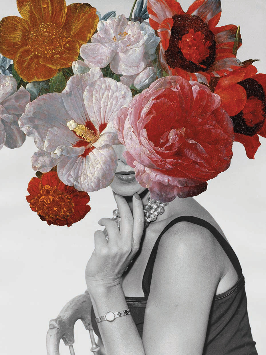 Garden Party II Crop by Wild Apple Portfolio is contemporary floral portrait painting printed on canvas or framed canvas