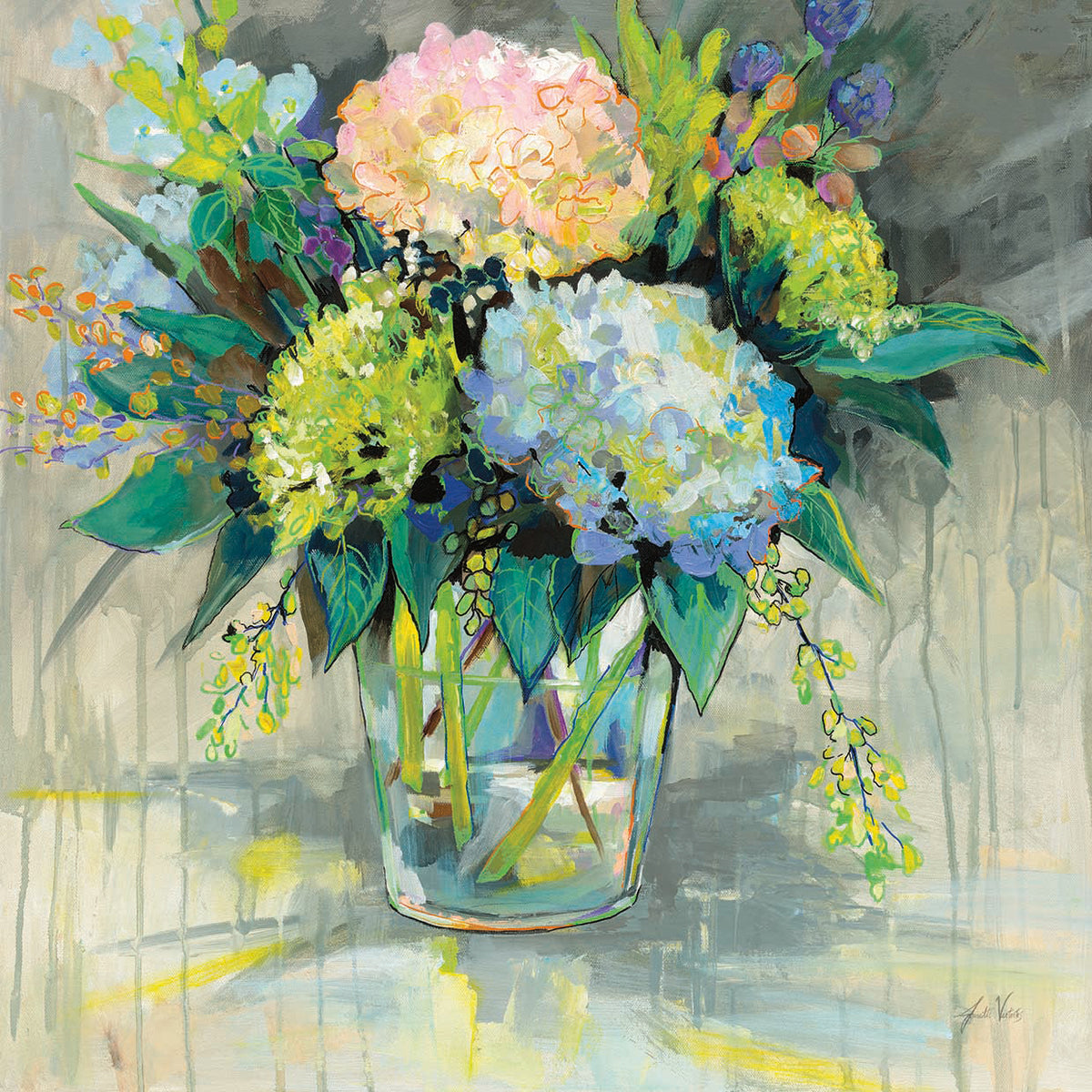 Hydrangeas from the Garden by Jeanette Vertentes - top quality wall art work on large canvas & framed canvas prints