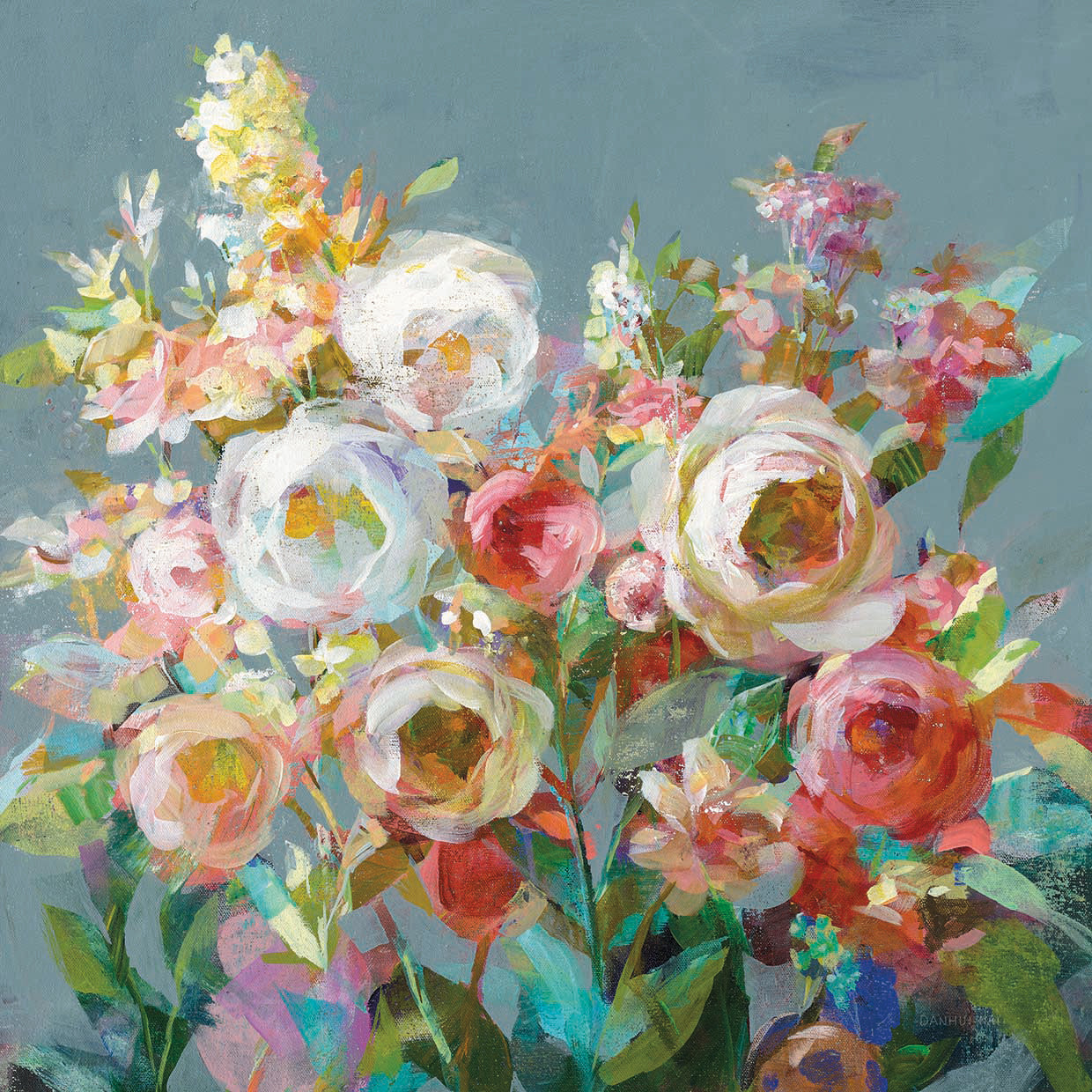 Joy of the Garden Square I by Danhui Nai - handcrafted wall art work on large canvas & framed canvas prints, made to order