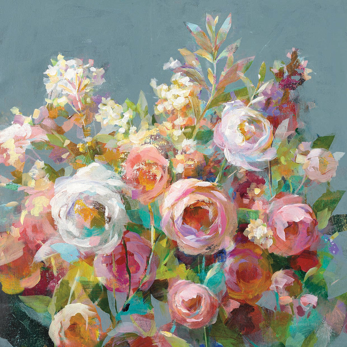 Joy of the Garden Square II by Danhui Nai - larger sizes handcrafted wall art work on large canvas & framed canvas prints