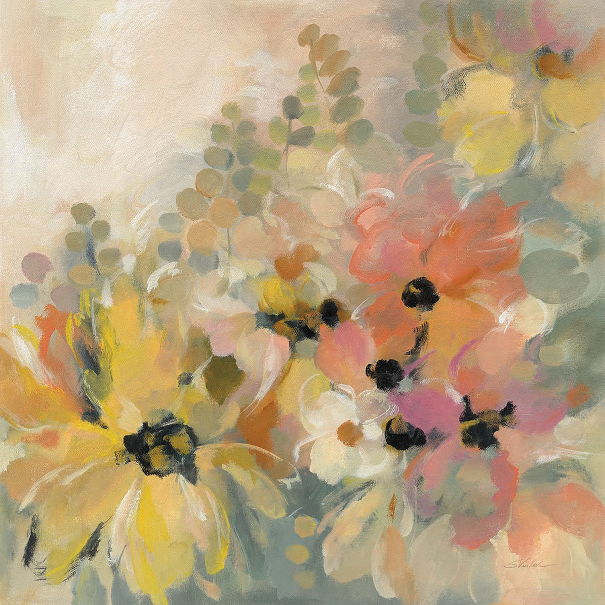 June Flower Bed by Silvia Vassileva - highest quality handcrafted wall art work on large canvas & framed canvas prints