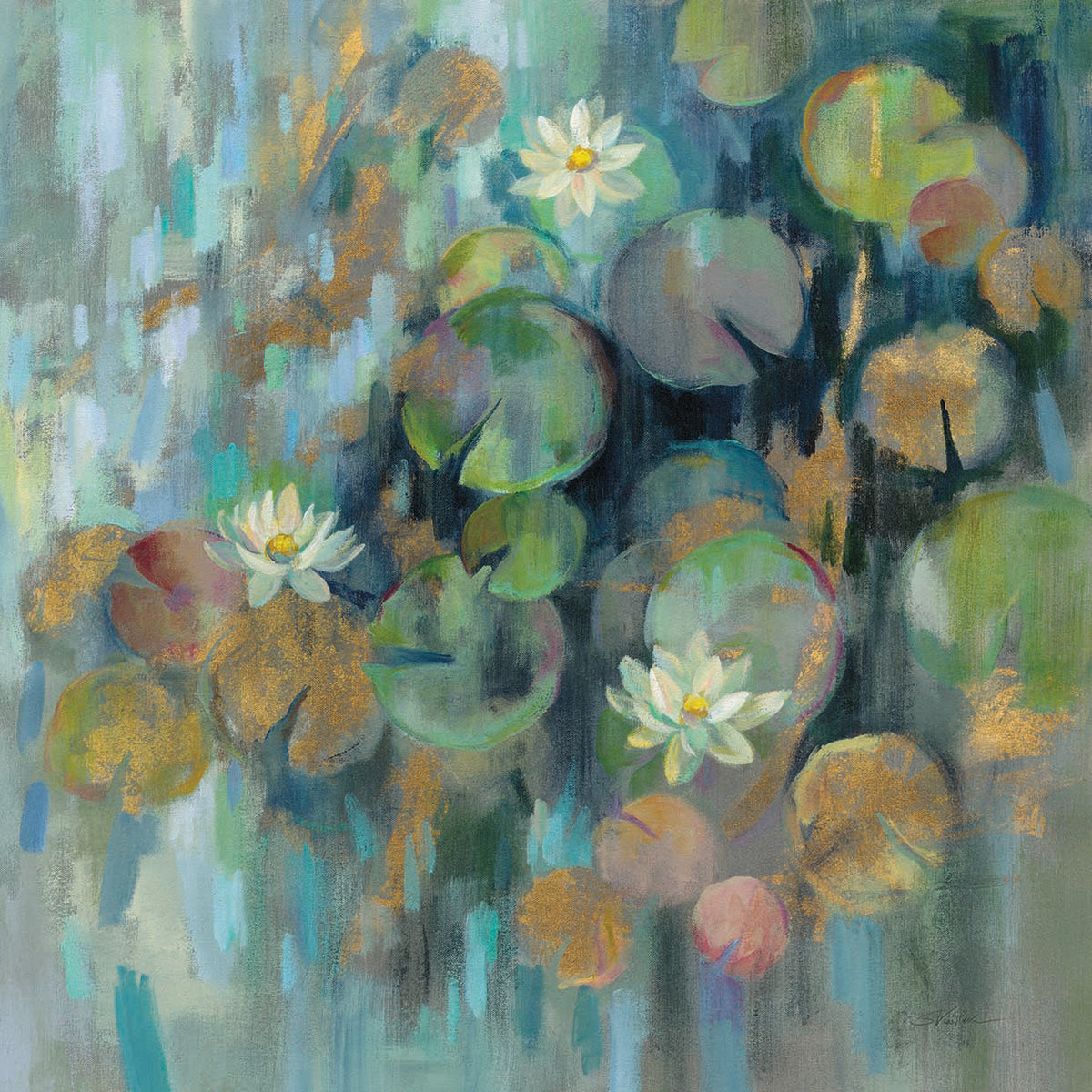 Magic Lily Pond by Silvia Vassileva - best quality handcrafted wall art work on large canvas & framed canvas prints