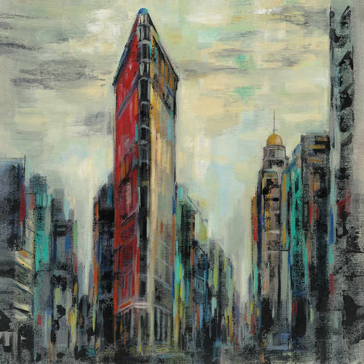 Manhattan Flatiron Building by Silvia Vassileva - handcrafted wall art work on large canvas & framed canvas prints, made to order