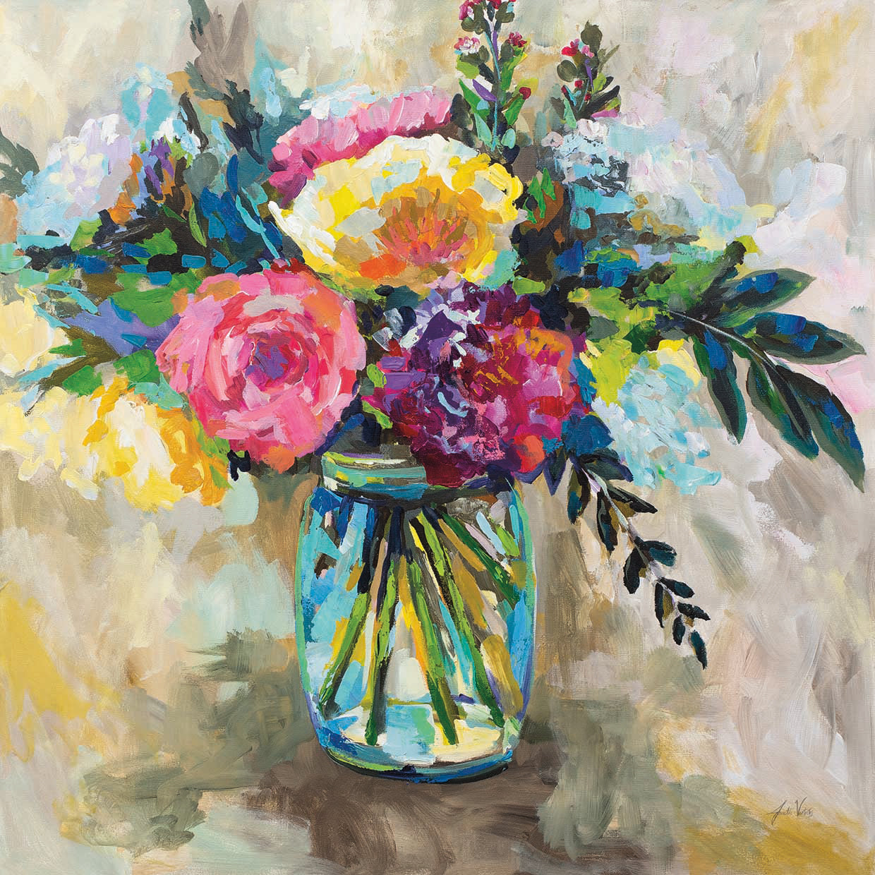 Masons Bouquet by Jeanette Vertentes - museum quality wall art work on large canvas & framed canvas prints