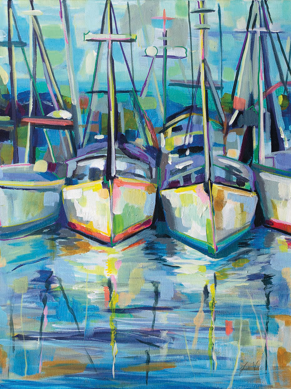 Morning Dock by Jeanette Vertentes - larger sizes handcrafted wall art work on large canvas & framed canvas prints