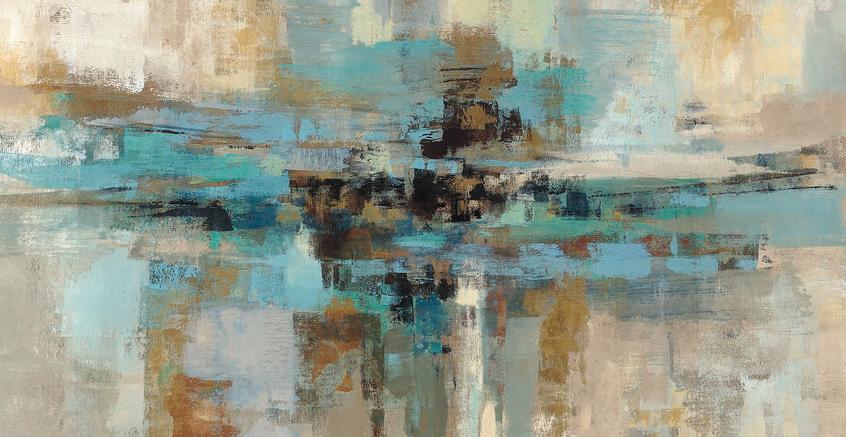 Morning Fjord by Silvia Vassileva is a gorgeous painterly abstract  painting printed on canvas or framed canvas