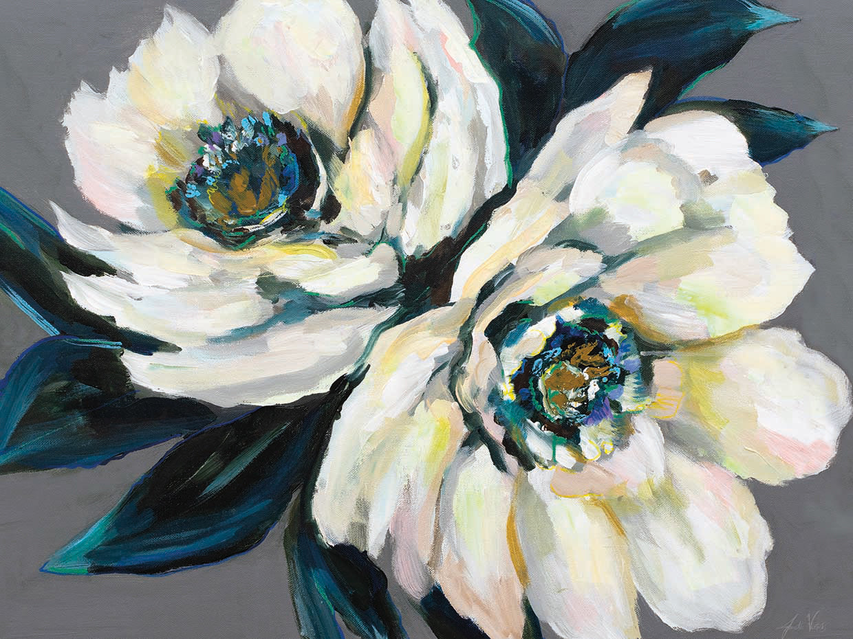 Peonies by Jeanette Vertentes - museum quality wall art work on large canvas & framed canvas prints