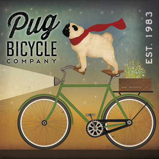 Pug on a Bike Canvas Art