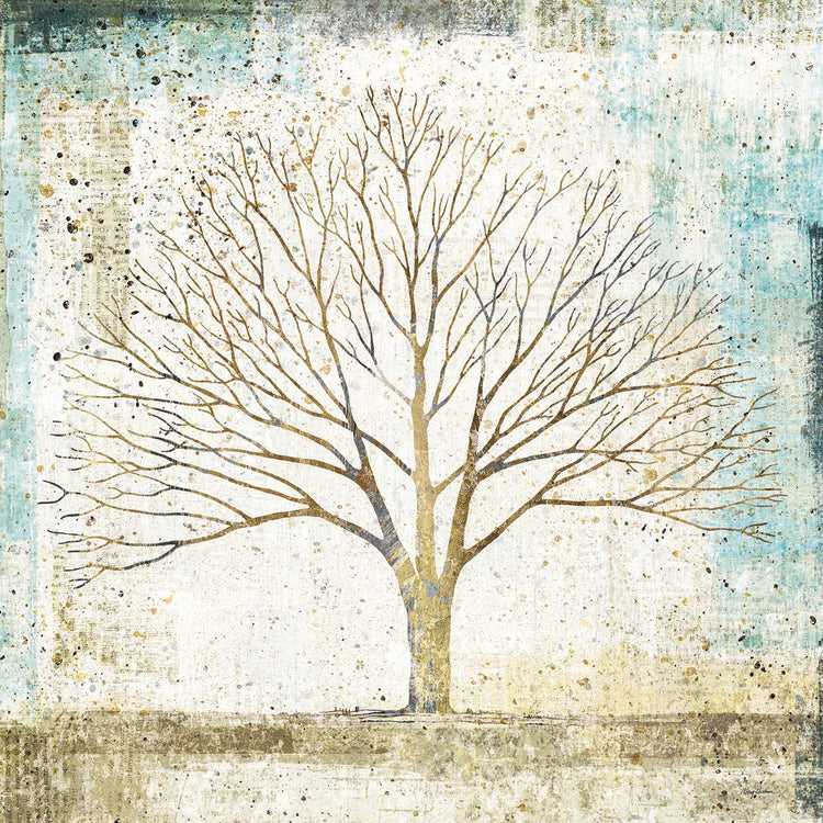 Arte de la lona del collage del árbol solitario