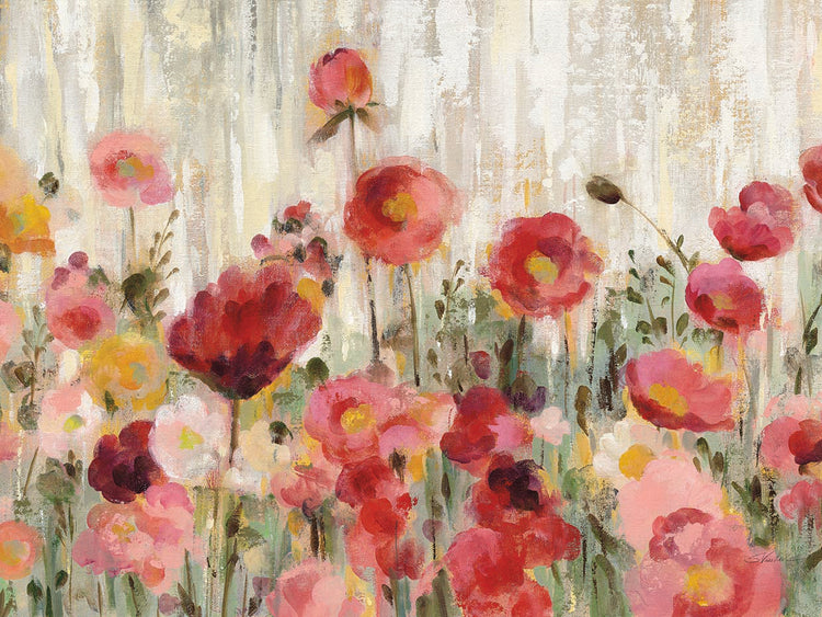 Sprinkled Flowers Crop by Silvia Vassileva is a colorful and painterly floral painting printed on canvas or framed canvas