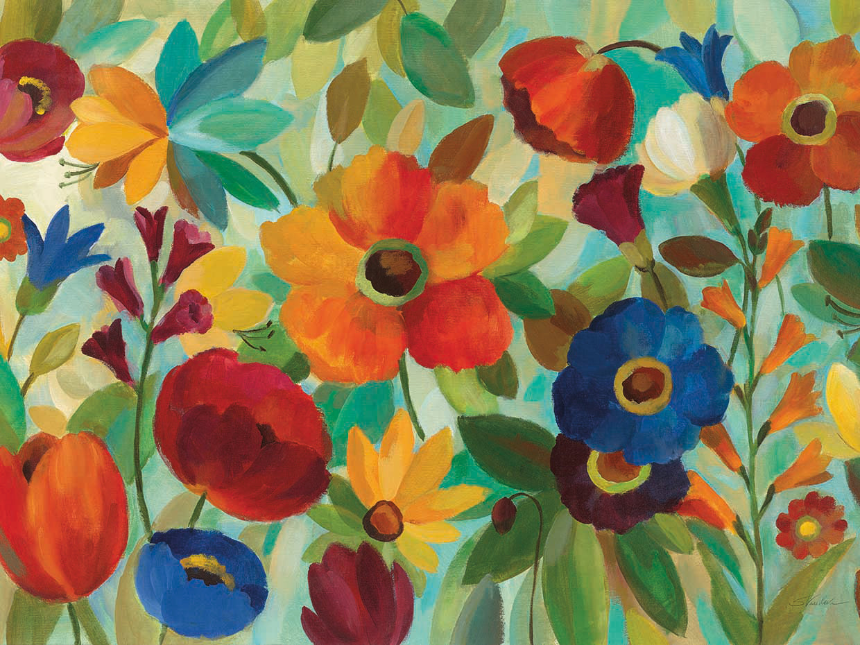 Summer Floral V by Silvia Vassileva - highest quality handcrafted wall art work on large canvas & framed canvas prints