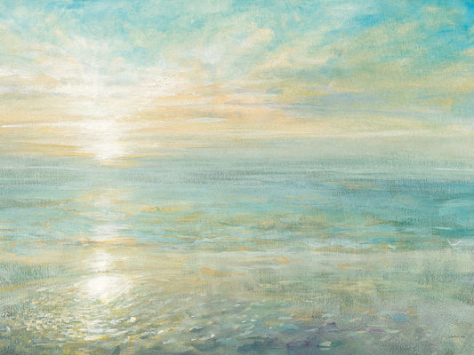 Sunrise by Danhui Nai is a dreamy and painterly coastal sunset landscape painting printed on canvas or framed canvas