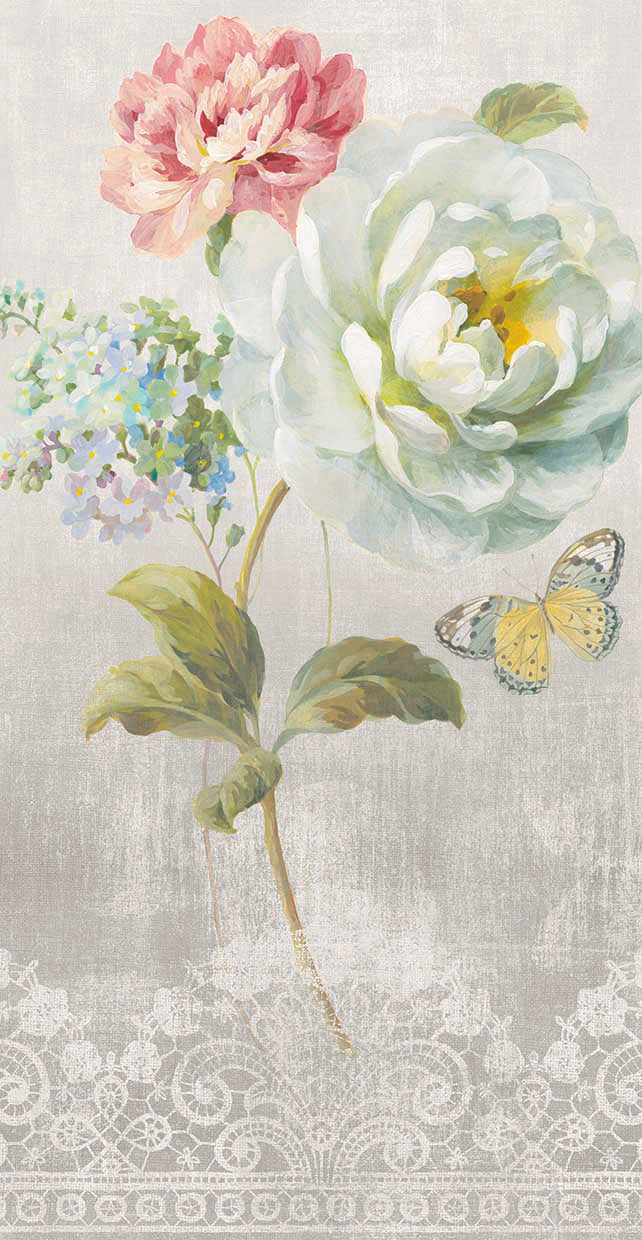 Textile Floral Panel I by Danhui Nai - larger sizes handcrafted wall art work on large canvas & framed canvas prints