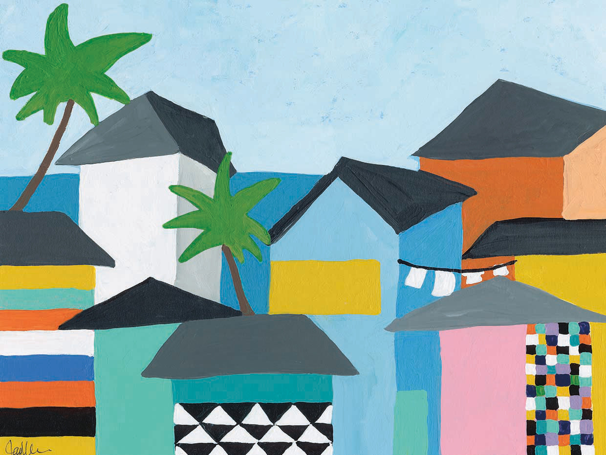 Beachfront Property 3 by Jan Weiss - highest quality handcrafted wall art work on large canvas & framed canvas prints