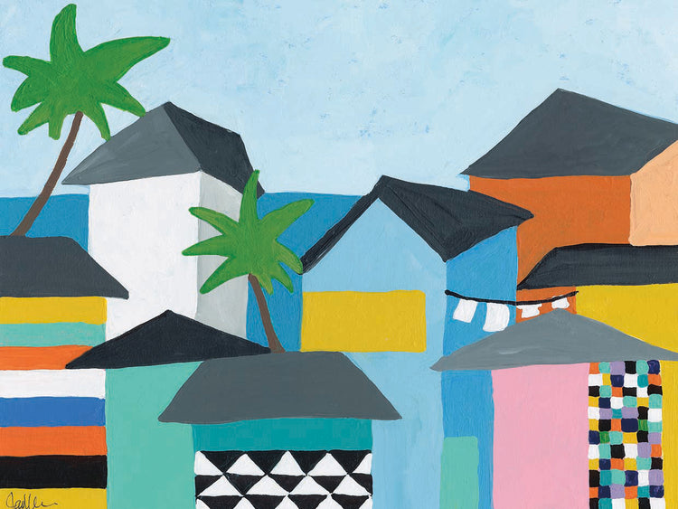 Beachfront Property 3 by Jan Weiss - highest quality handcrafted wall art work on large canvas & framed canvas prints