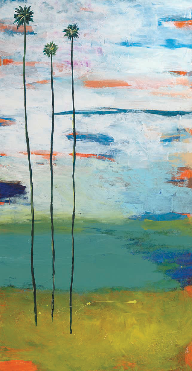 Desert Palms by Jan Weiss - larger sizes handcrafted wall art work on large canvas & framed canvas prints