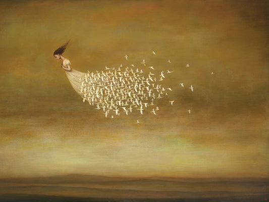 Freeform by Duy Huynh is a magical and symbolic figure painting printed on canvas or framed canvas