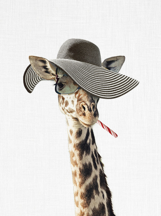 Giraffe Dressed in a Hat Canvas Print