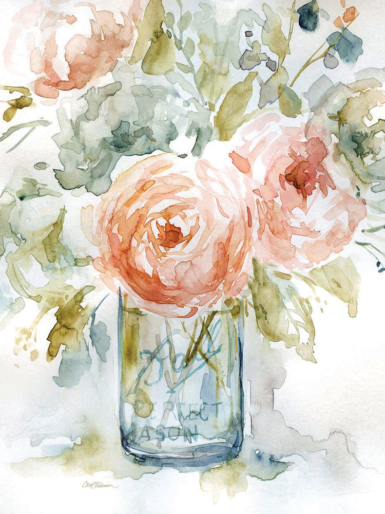 Cabbage Roses I by Carol Robinson - highest quality handcrafted wall art work on large canvas & framed canvas prints