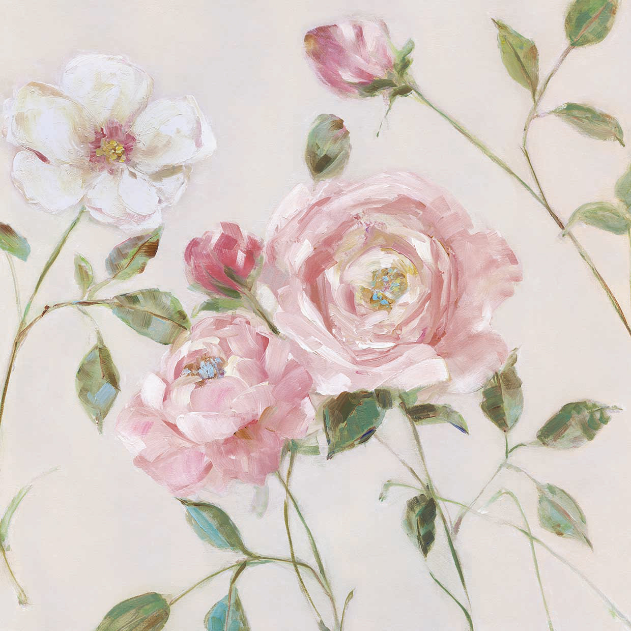 Cottage Sweet Roses I by Sally Swatland - museum quality wall art work on large canvas & framed canvas prints