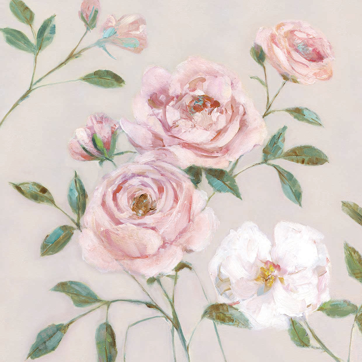 Cottage Sweet Roses II by Sally Swatland - highest quality handcrafted wall art work on large canvas & framed canvas prints