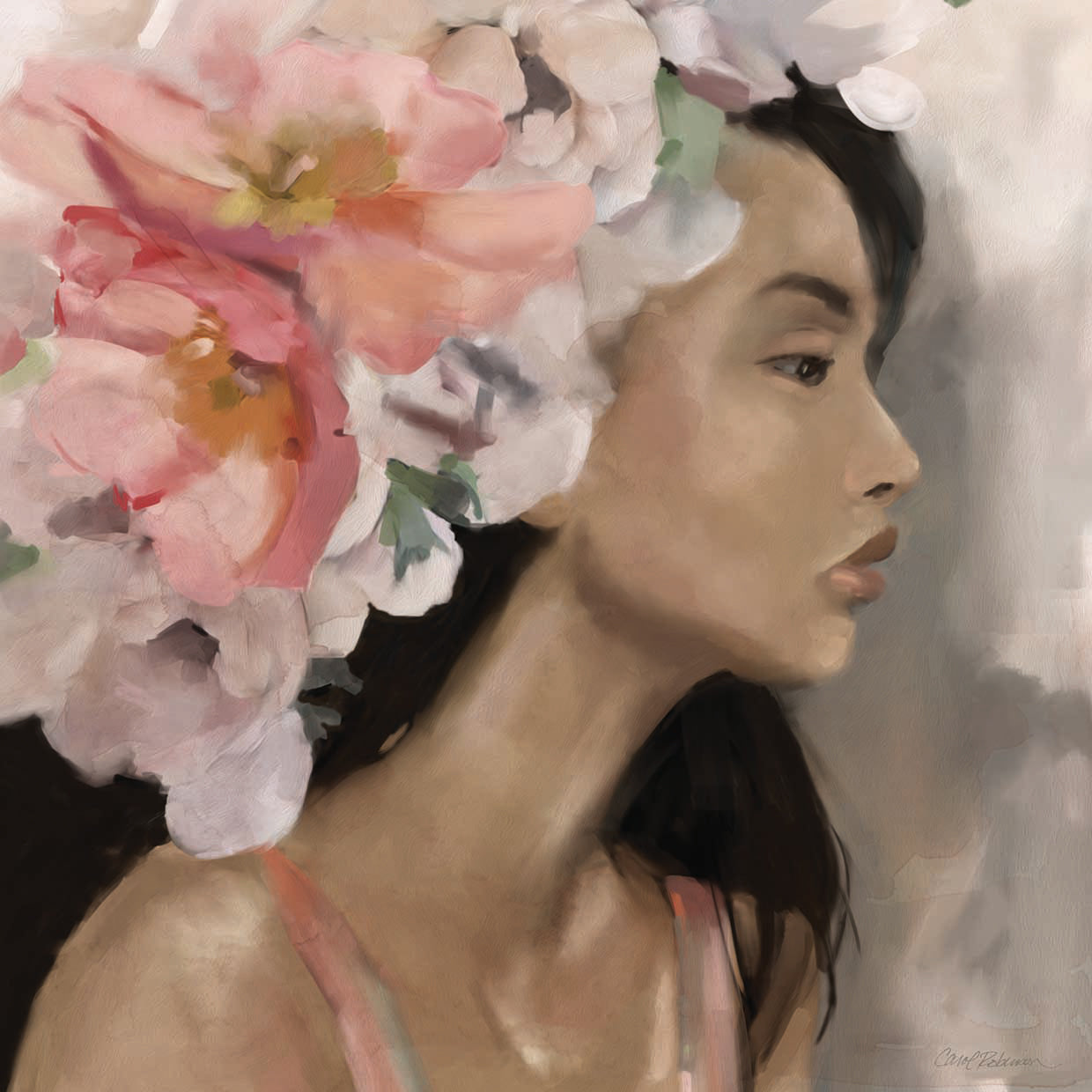Flower Crown by Carol Robinson - handcrafted wall art work on large canvas & framed canvas prints, made to order