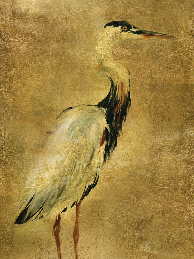 Gold Crane at Dusk I by Carol Robinson - highest quality handcrafted wall art work on large canvas & framed canvas prints