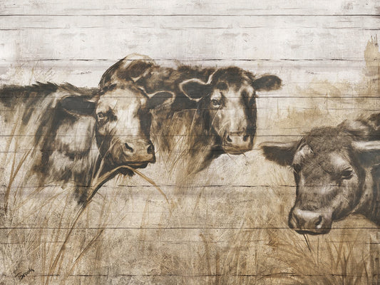 Sepia Cows Canvas Art