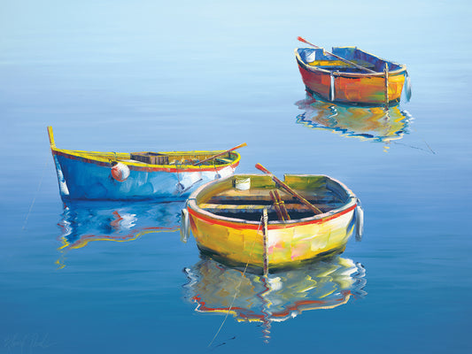 3 Boats Blue 3 Canvas Prints