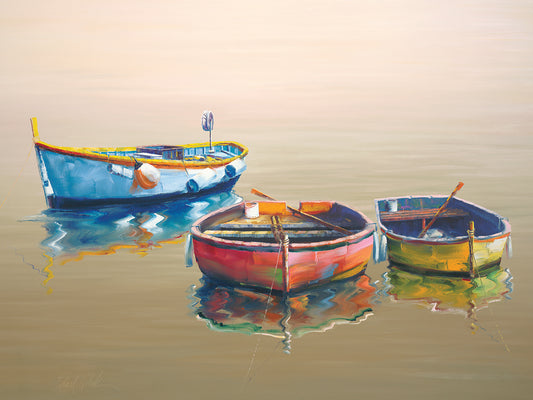 3 Boats Yellow Canvas Prints