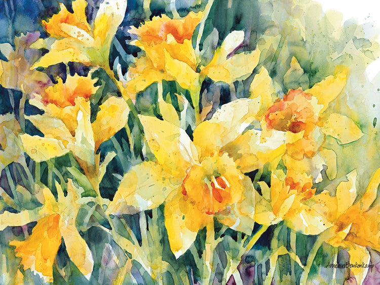 Daffodil Party by Annelein Beukenkamp  - lowest price wall art work on large canvas & framed canvas prints