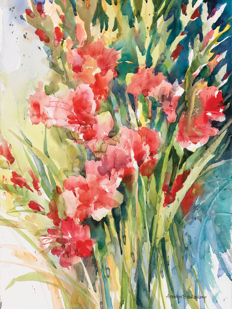 Gladiola Bunch by Annelein Beukenkamp  - top quality wall art work on large canvas & framed canvas prints