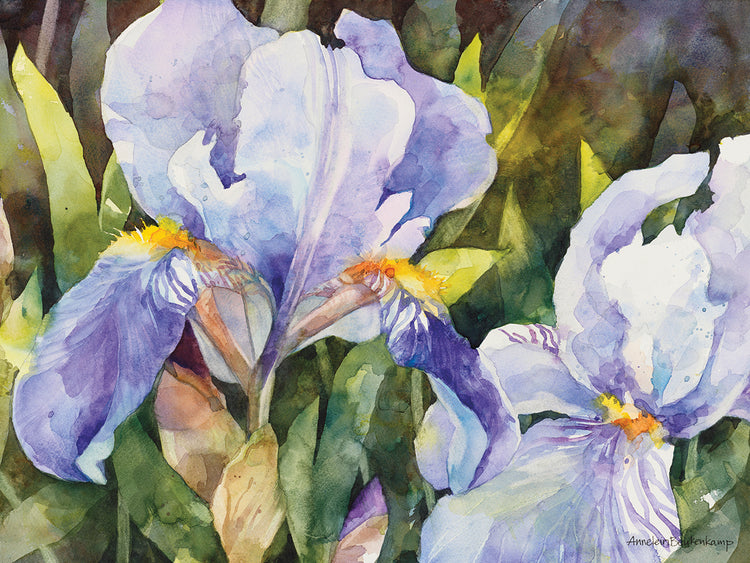 Purple Iris Closeup by Annelein Beukenkamp  - highest quality handcrafted wall art work on large canvas & framed canvas prints