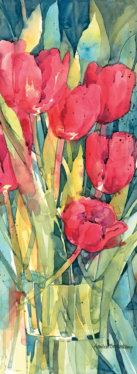 Red Hot Tulips by Annelein Beukenkamp  - best quality handcrafted wall art work on large canvas & framed canvas prints