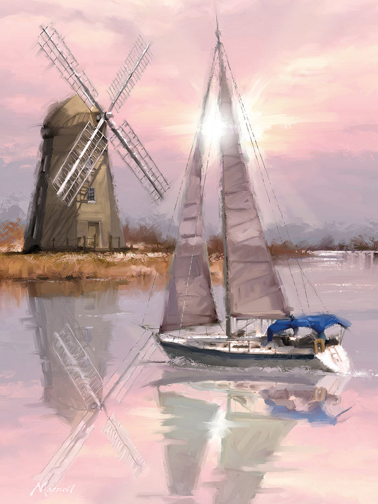 Windmill On The Marsh by The Macneil Studio  - best quality handcrafted wall art work on large canvas & framed canvas prints