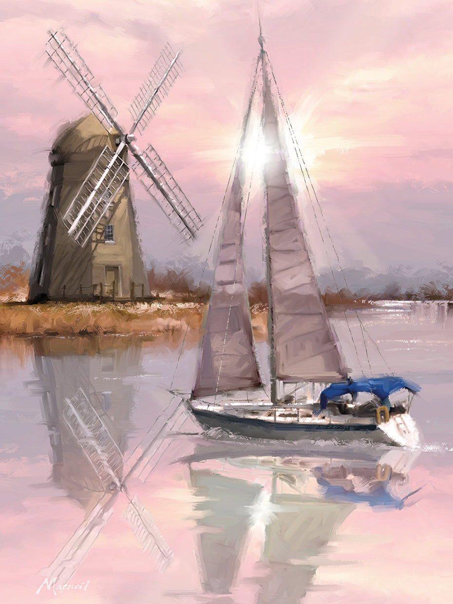 Windmill On The Marsh by The Macneil Studio  - best quality handcrafted wall art work on large canvas & framed canvas prints