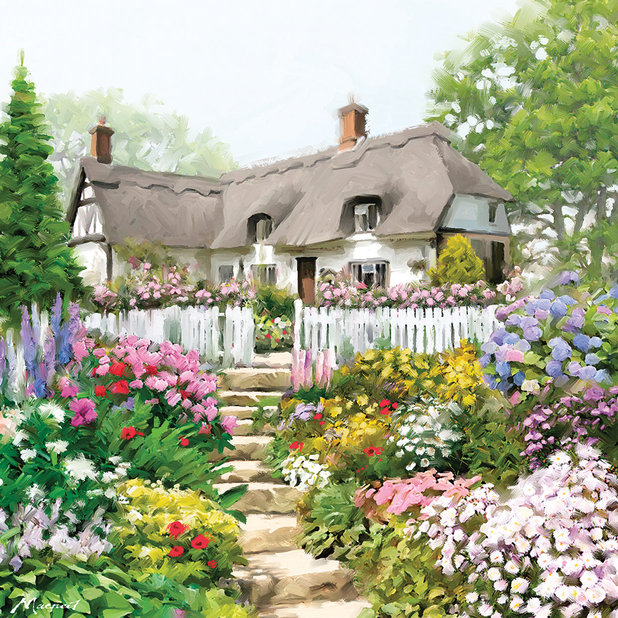 English Cottage by The Macneil Studio  - museum quality wall art work on large canvas & framed canvas prints