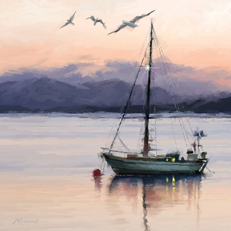 Evening mooring by The Macneil Studio  - top quality wall art work on large canvas & framed canvas prints