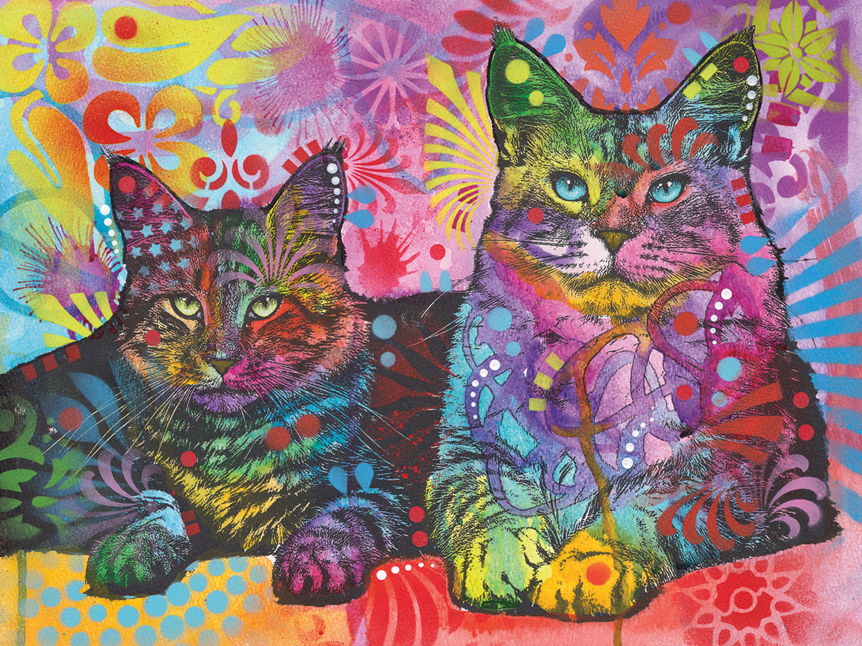 2 Cats by Dean Russo  - lowest price wall art work on large canvas & framed canvas prints