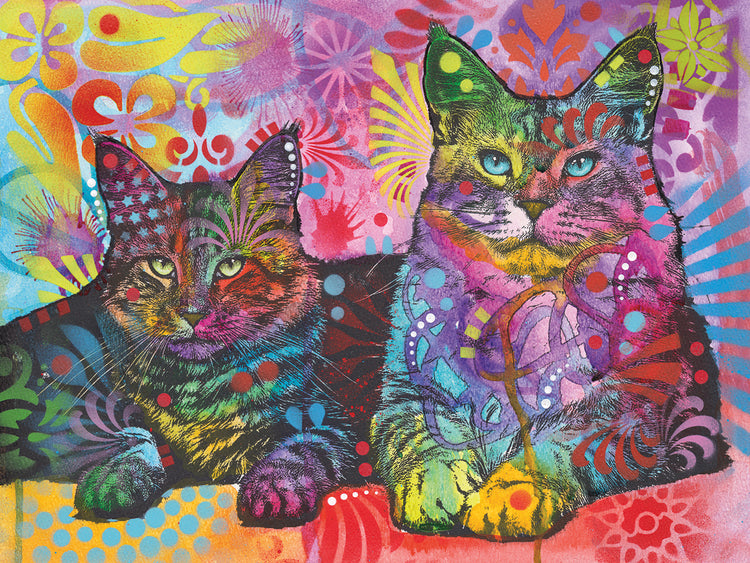 2 Cats by Dean Russo  - lowest price wall art work on large canvas & framed canvas prints