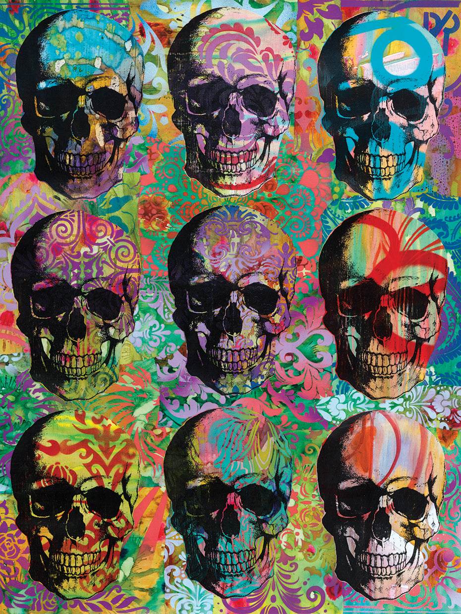 9 Skulls by Dean Russo  - larger sizes handcrafted wall art work on large canvas & framed canvas prints