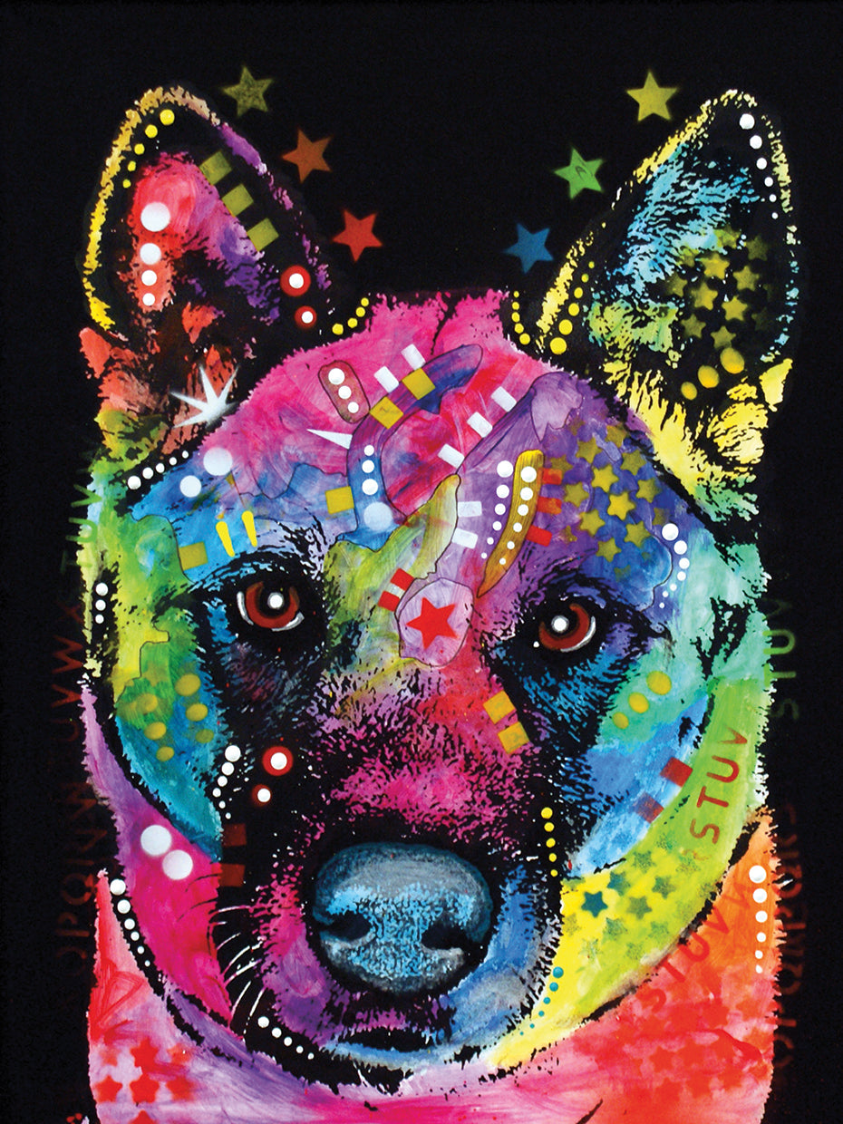 Akita by Dean Russo  - best quality handcrafted wall art work on large canvas & framed canvas prints