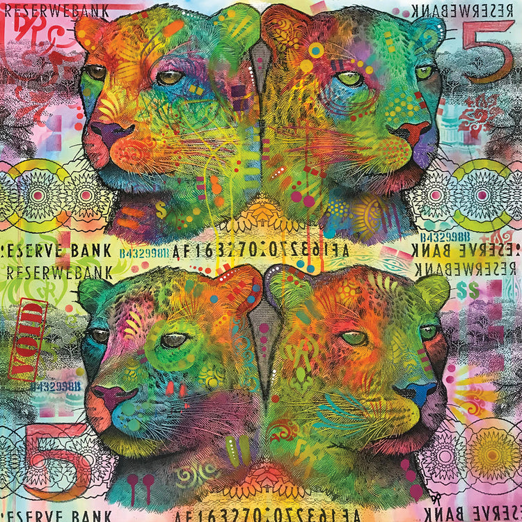 Big Cat Reflect 5 by Dean Russo  - highest quality handcrafted wall art work on large canvas & framed canvas prints