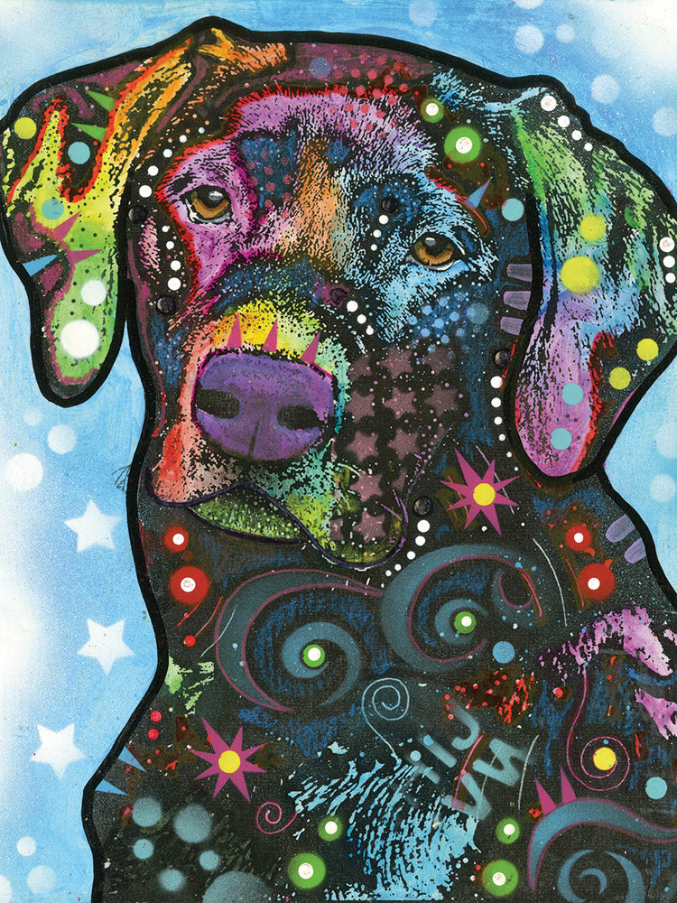 Blue Lab by Dean Russo  - best quality handcrafted wall art work on large canvas & framed canvas prints